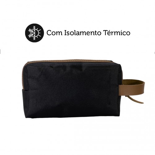 Necessaire Térmica Curitiba Preta com Detalhe Caramelo 8-NC-2   