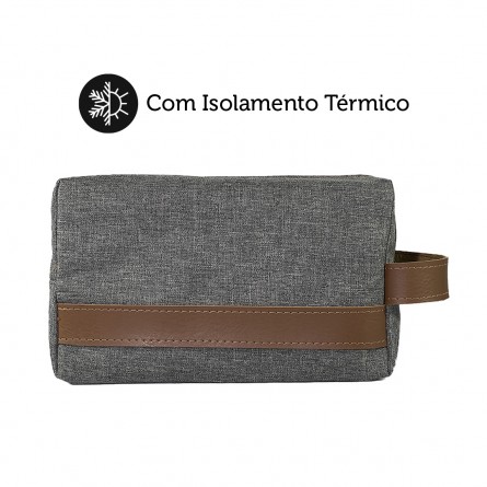 Necessaire Térmica Blumenau Cinza com Detalhe Caramelo 8-NC-4