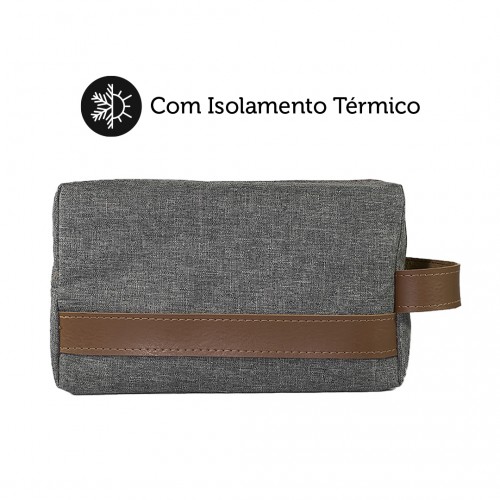 Necessaire Térmica Blumenau Cinza com Detalhe Caramelo 8-NC-4